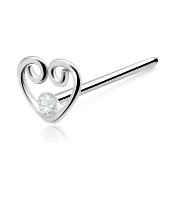 Heart with Stone Straight Nose Stud NSKA-810